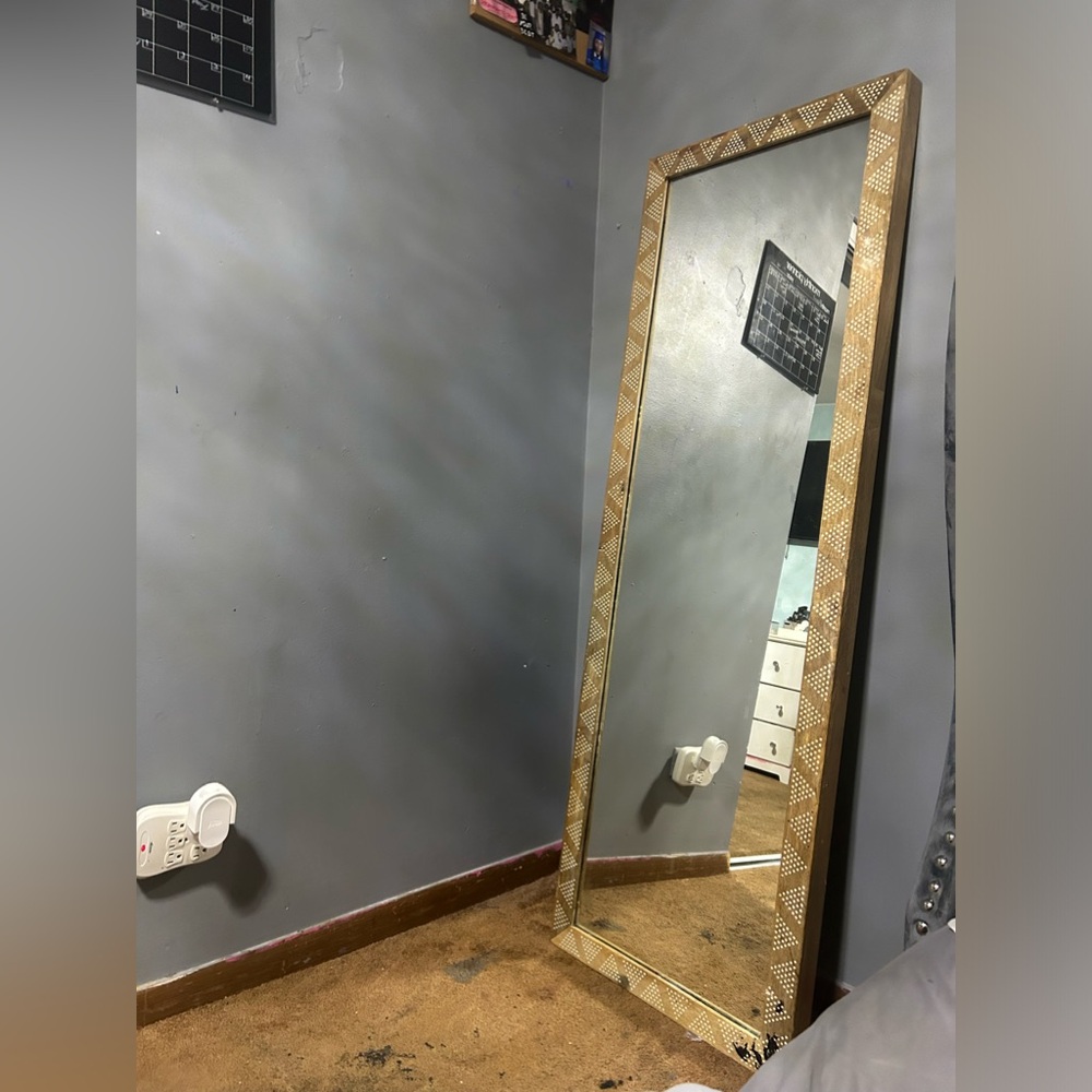 Brown wood mirror